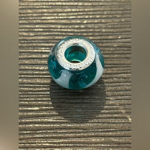 Pandora Charm Wavy Blue Green Murano Glass